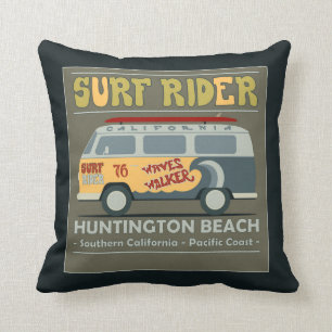 Almofada Poster de Huntington Beach do cavaleiro do surf
