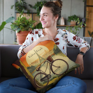 Almofada Poster de viagens de bicicleta, personalizável em