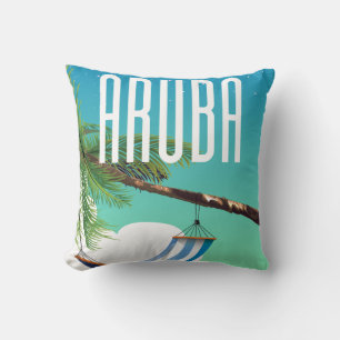 Almofada poster de viagens de praia de Aruba Hammock