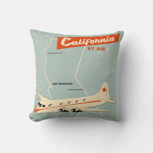 Almofada poster de viagens "por ar" do estilo California do
