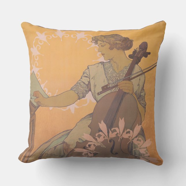 Almofada Poster de Zdenka Cerny por Alphonse Mucha (Frente)