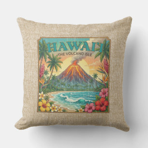 Almofada Pôsteres de Viagem Havaianos Antigos - Reversíveis