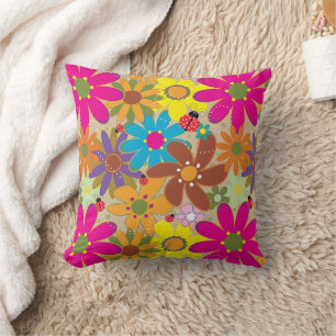 Almofada Potência do Flor Retro Floral Hippie Groovy 70s