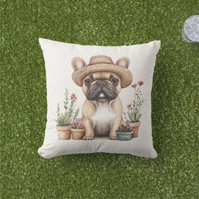 Almofada Potes de Flor para Jardinagem de Bulldog Francês (Grama)