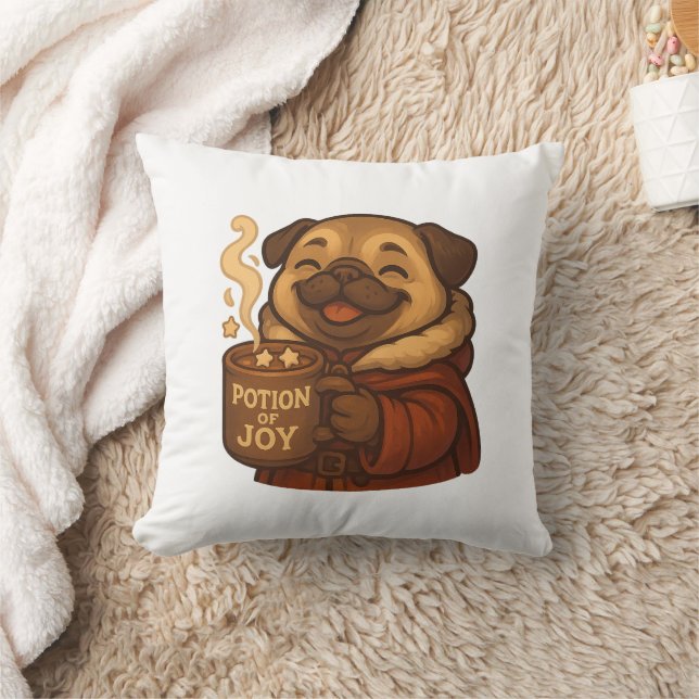 Almofada Potion of Joy Pug Pillow | Cute Cozy Christmas Dog (Cobertor)