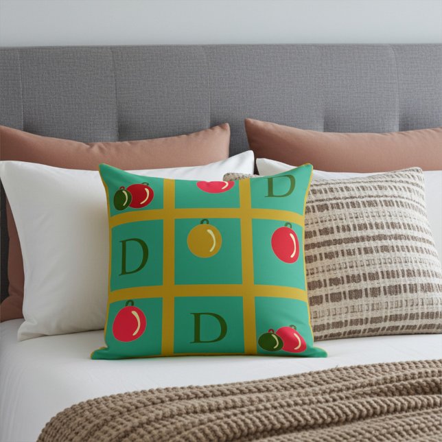 Almofada Praças Ornamentais de Natal Personalizadas em Verd (Criador carregado)