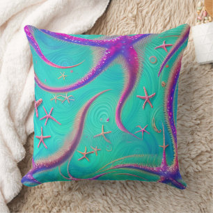 Almofada Praia do Teal e do Starfish Roxo
