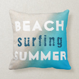 Almofada Praia Surfing Summer Typography Sand Ocean