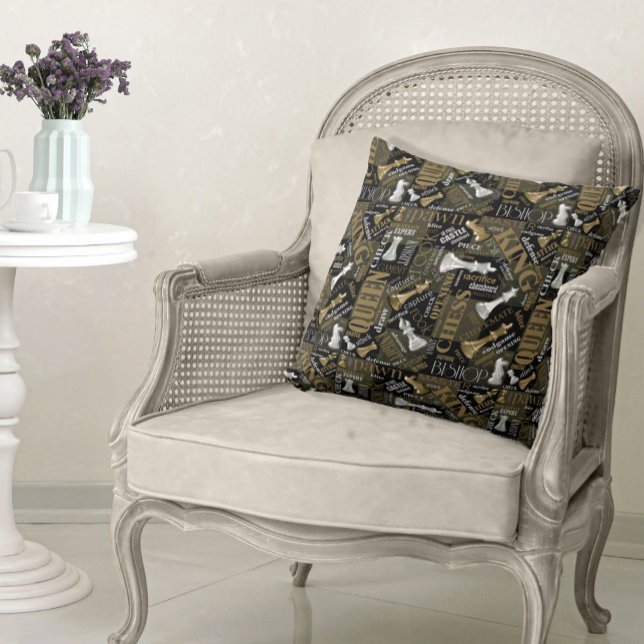 Almofada Prata de Termos e Peças do Xadrez e ID784 Dourado (Criador carregado)