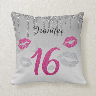 Almofada Prata personalizada do doce 16