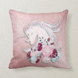 Almofada Prata Rosa bonito Unicorn