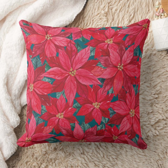 Almofada Prateleira de inverno de Ponssetias (Cobertor)