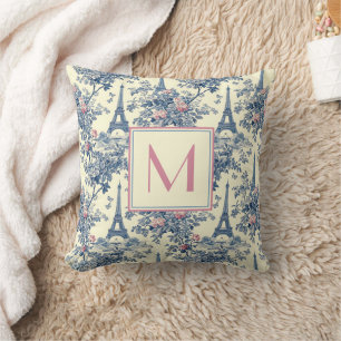 Almofada Pré-disquete Paris Toile Pink e Blue Monograma
