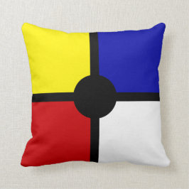 Almofada Precioso Abstrato Preto, Azul, Vermelho, Amarelo e