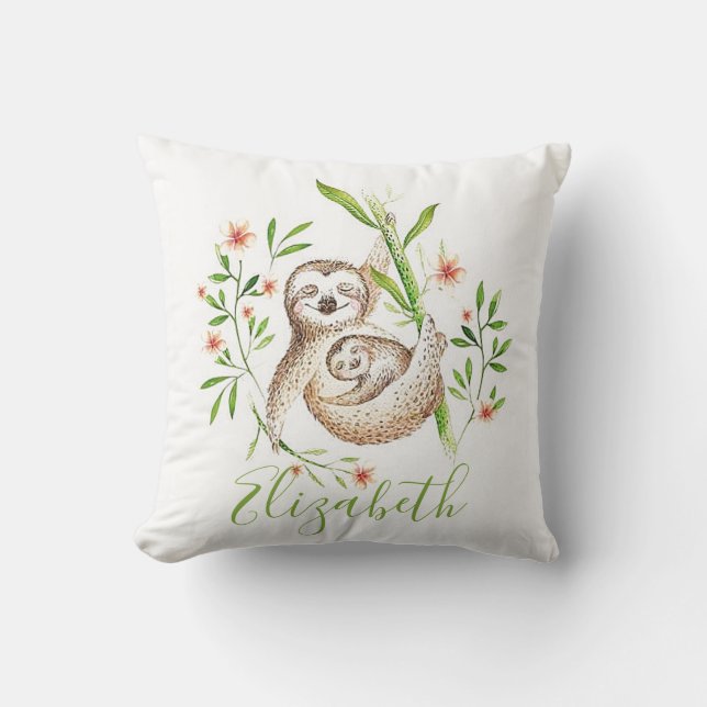 Almofada Preguiças mãe e bebê personalizadas (Frente)