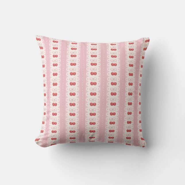 Almofada Preppy Cherry Stripes - Pink and Off White (Frente)