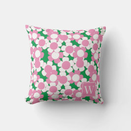 Almofada Preppy Daisy Bloom – Monograma Rosa e Verde