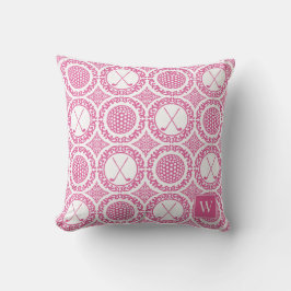 Almofada Preppy Golf Damask - Balls & Clubs in Hot Pink