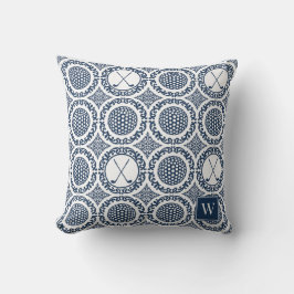Almofada Preppy Golf Damask - Balls & Clubs in Navy & White