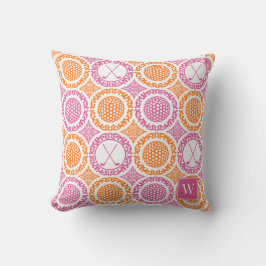 Almofada Preppy Golf Damask - Balls & Clubs - Orange & Pink