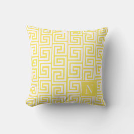 Almofada Preppy Greek Key Monogram – Yellow & White