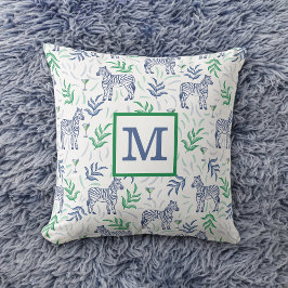 Almofada Preppy Navy Zebra Martinis Monograma Branco