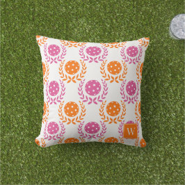 Almofada Preppy Pickleball Coroa de Louro – Laranja Rosa Qu