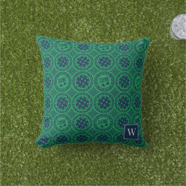 Almofada Preppy Pickleball Damask – Navy & Green Dink