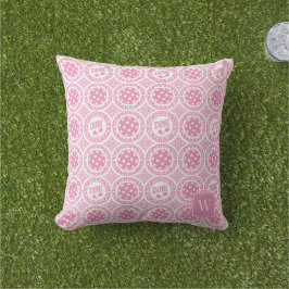Almofada Preppy Pickleball Damask – Pink Dink Motif