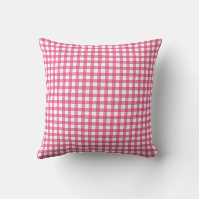 Almofada Preppy Pink Gingham Dorm Room Pillow (Verso)
