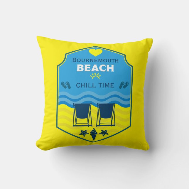 Almofada Presente britânico na praia (Frente)