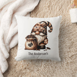 Almofada Presente Café Gnome Bonito Monograma Marrom Branco