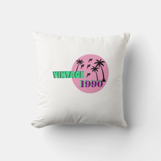 Almofada Presente de Aniversário de 1990 Retrô (Frente)