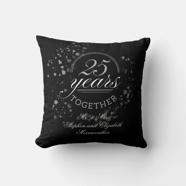 Almofada Presente de Aniversário de Bodas de Prata 25 Anos  (Frente)