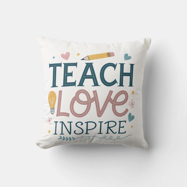 Almofada Presente de Apreciação ao Professor - Ensine Amor  (Frente)