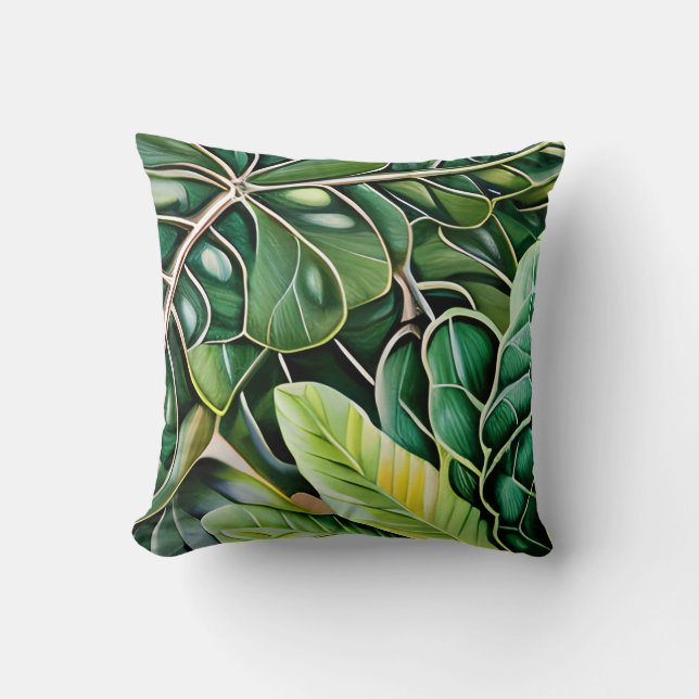 Almofada Presente de Aquecimento da Casa Folhas Tropicais V (Frente)