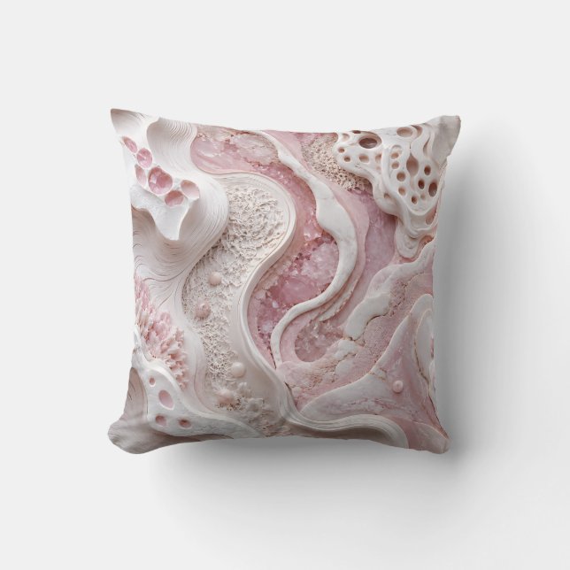 Almofada Presente de Arte Abstrata Rosa Bege Branco Feminin (Frente)