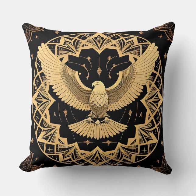 Almofada 🦅 Presente de Arte de Águia Dourada Para Amantes  (Frente)