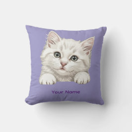 Almofada Presente de Arte de Gatinho Personalizado com Nome
