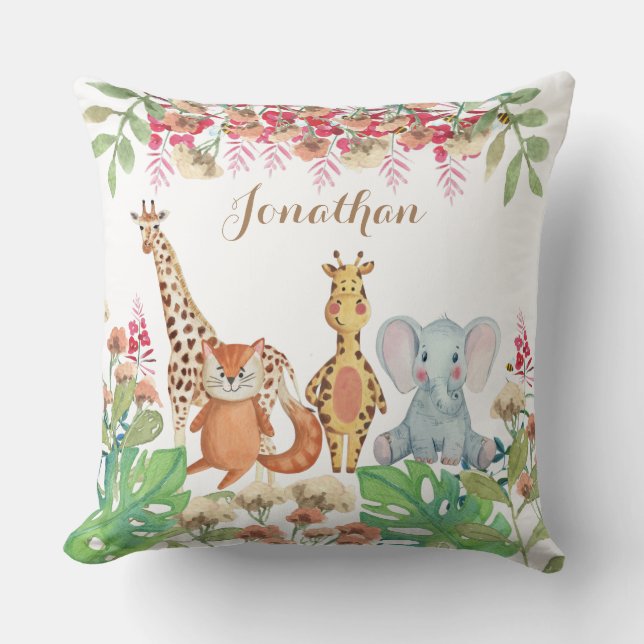 Almofada Presente de bebê em berçário com aquarela personal (Frente)