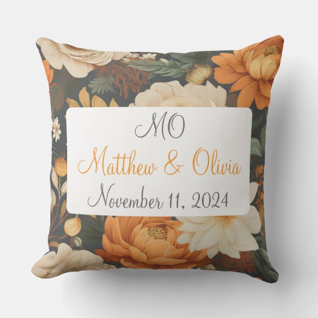 Almofada Presente de Casamento com Estampa Floral Boho Vint (Frente)