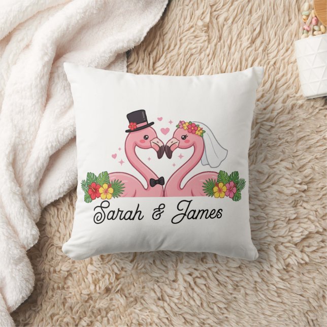 Almofada Presente de Casamento Personalizado de Flamingo Tr (Cobertor)