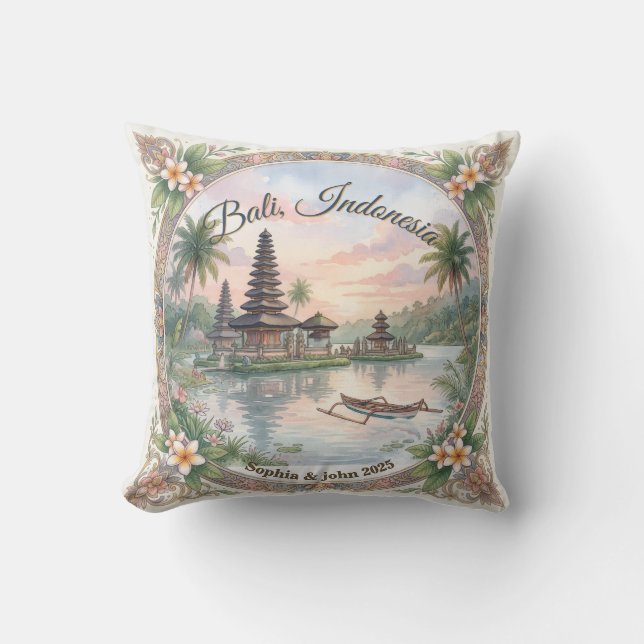 Almofada Presente de casamento personalizado em aquarela de (Frente)