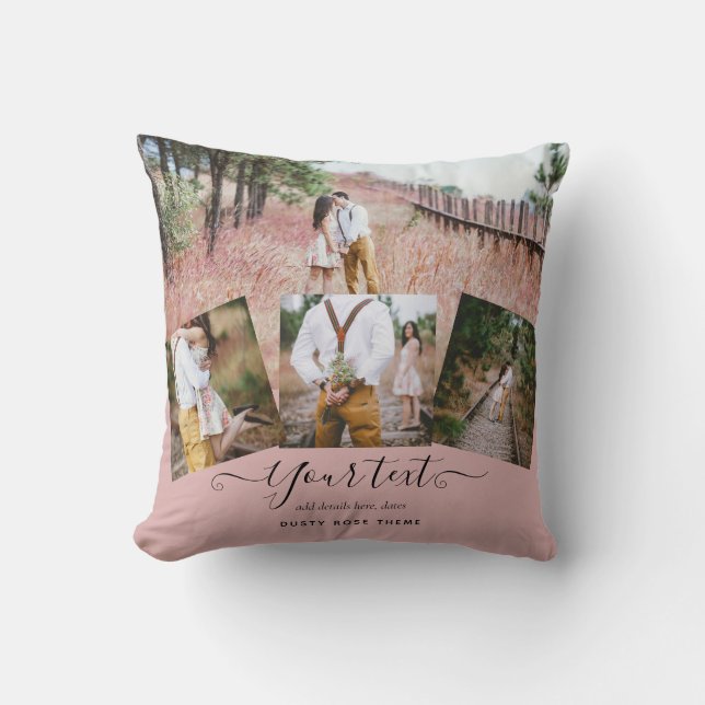 Almofada Presente de casamento Rosa Poeira para Recém-Casad (Frente)