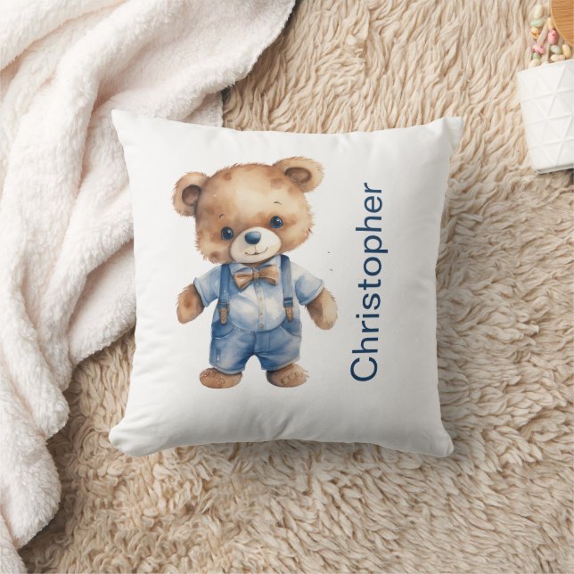 Almofada Presente de Chá de Bebê Menino Urso de Pelúcia Ber (Cobertor)
