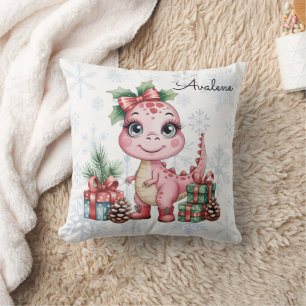 Almofada Presente de Chuvada de Bebê Dinossauro Rosa de Nat