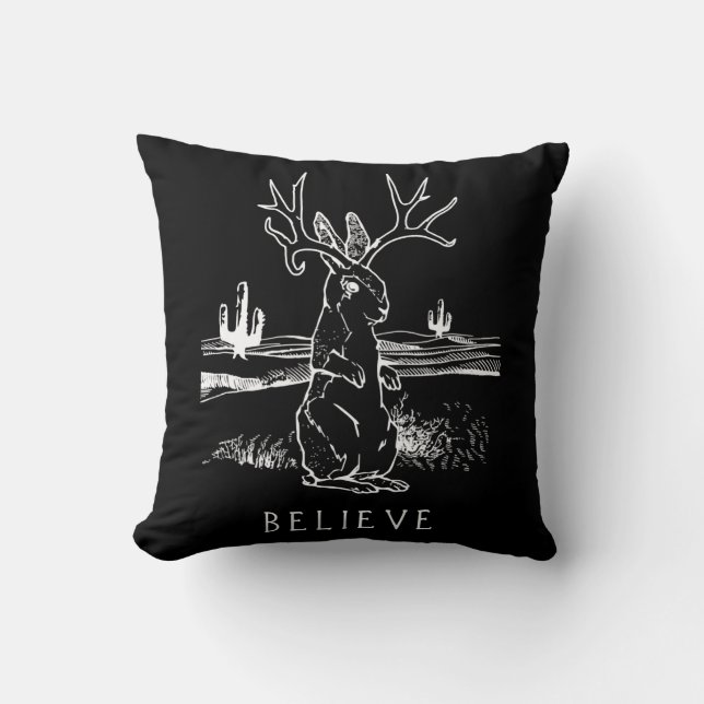 Almofada Presente de coelho| Acredite em Jackalope (Frente)