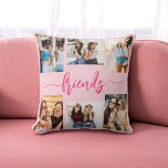 Almofada Presente de Colagem de Fotografias com Amizade Ros<br><div class="desc">Capture a essência da amizade com o Travesseiro decorativo de presentes para a Colagem de Fotos Amigos 6 Rosa Quente. Este travesseiro personalizado apresenta um vibrante design cor-de-rosa quente e uma bela colagem organizada de seis fotos queridas, celebrando momentos inesquecíveis com seus amigos mais próximos. Feito com materiais de alta...</div>