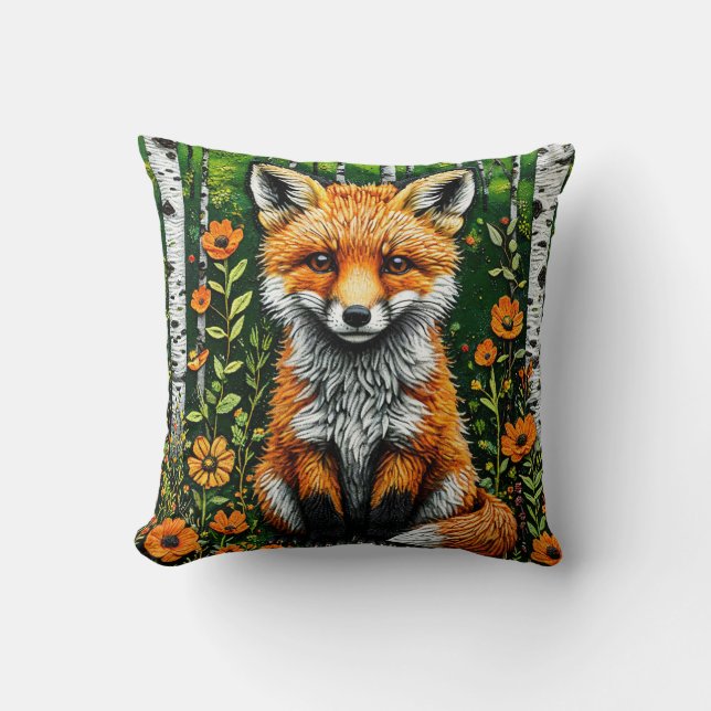 Almofada 🦊🌲 Presente de Decoração Aconchegante de Raposa  (Frente)