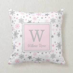 Almofada Presente de época natalícia de prata cor-de-rosa